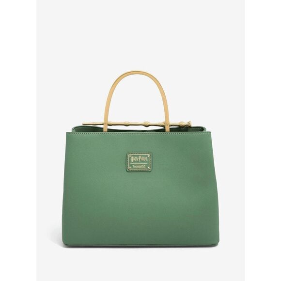 Loungefly Harry Potter Deathly Hallows Elder Wand Green Gold Handbag Purse - Picture 3 of 5